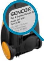 Na zadnej strane vysávača sú spravidla všetky dôležité informácie